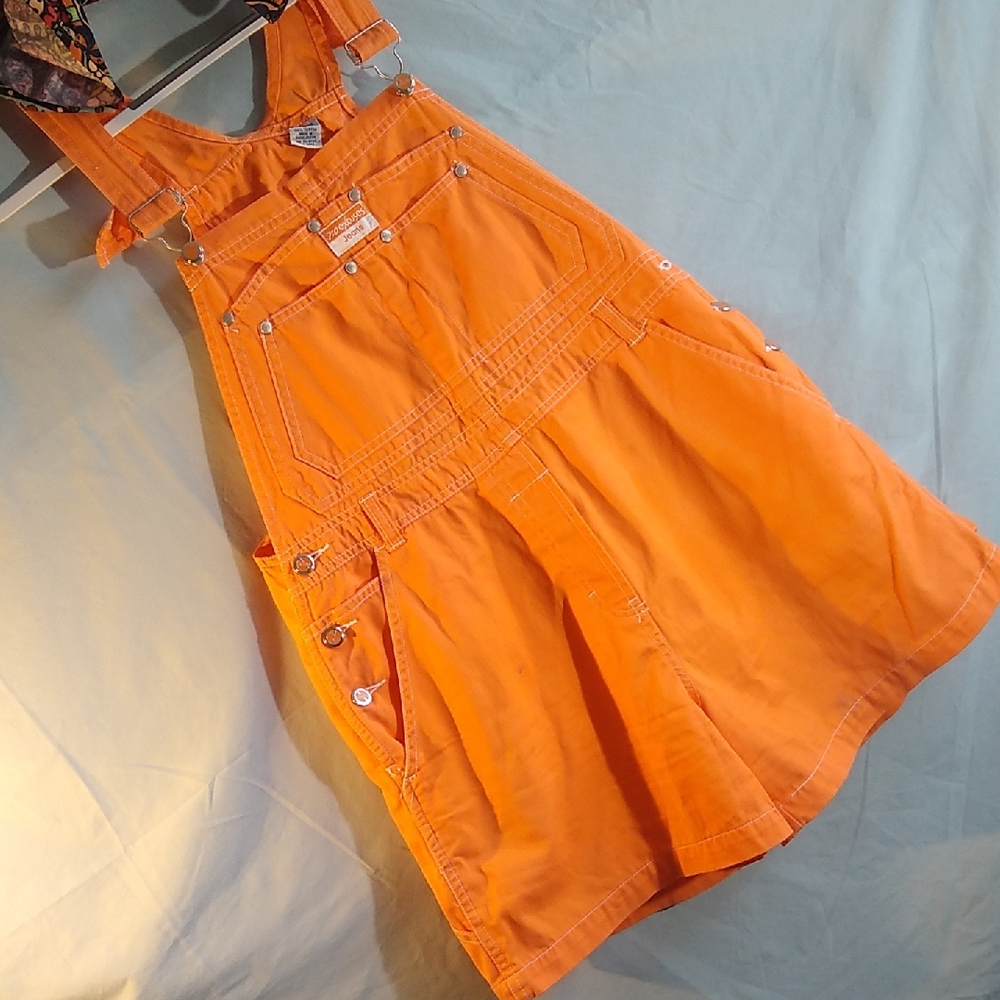 vintage 'No Excuses' L Orange Overall Shorts * Women's/Junior's